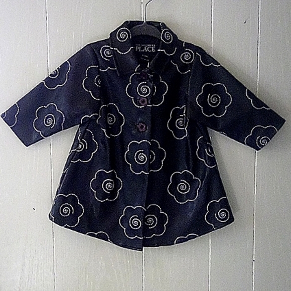 The Children's Place Other - Girls' 12mos. faux leather flower embroidered jacket